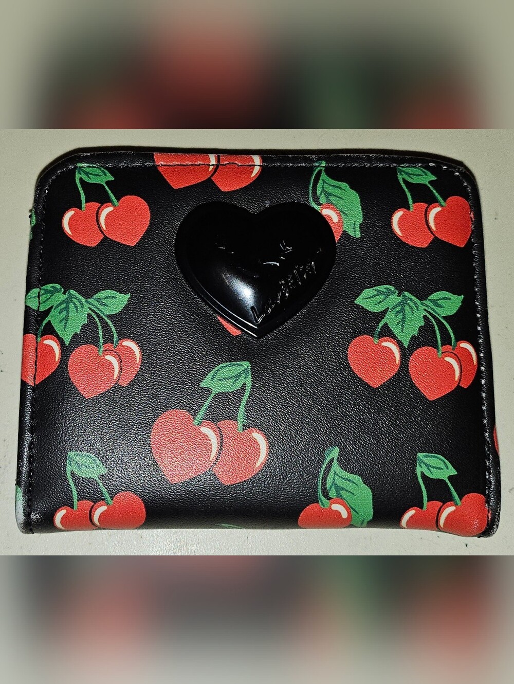 LUV BETSEY Betsey Johnson Black with Red Cherries Wallet Womens Wallets